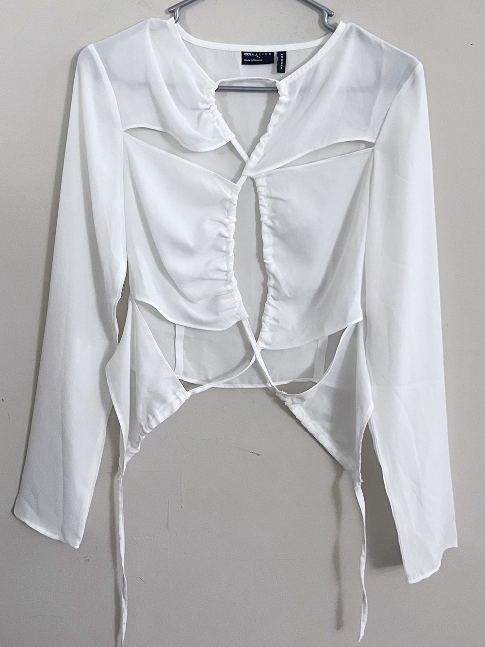 ASOS WhiteCutout Tie-Front Blouse Fairy Festival Summer Party Boho